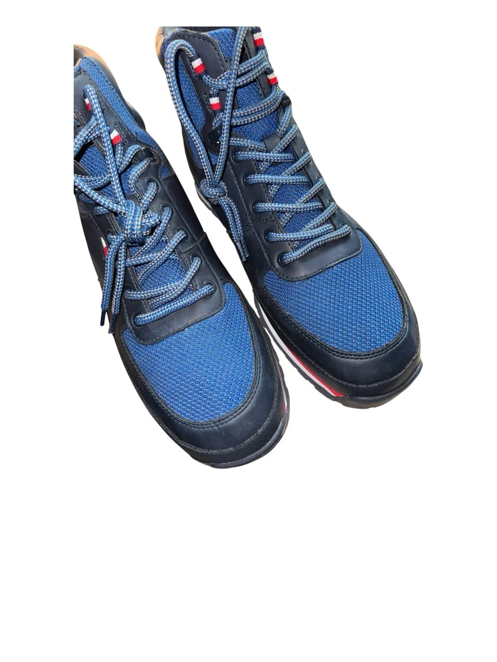 Men’s Tommy Hilfiger “Morien” Navy Blue High-Top Red/White Trim Hiker Boots - 10